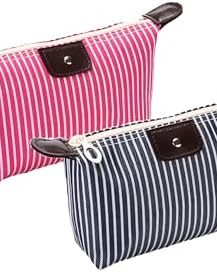 2 Pack Make Up Bag for Traveling,Preppy make up bag,Toiletry Bag,Nylon Cosmetic Bag,Light Pink Makeup Bag,Skin Care Bag，Tiny Makeup Bag